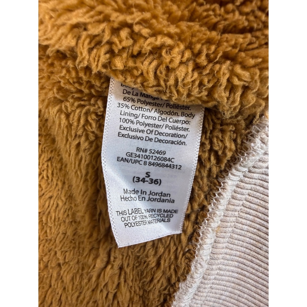 George Mustard Cream Colorblock Sherpa Lined Full-Zip Hoodie Women's S